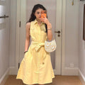 RL Polo Style Pony Embroidery Sleeveless Shirt Dress, White