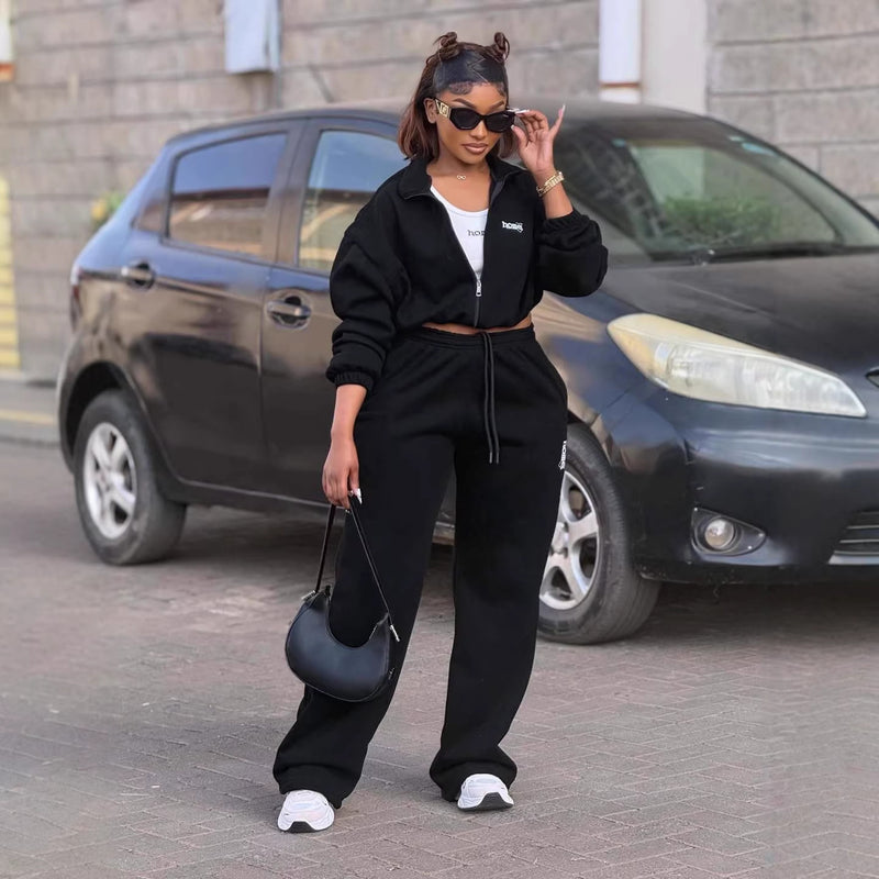 Spring Sporty Casual Long Sleeve Tank Top + Jacket + Pants 3-Piece Set