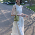 Lucerne Style Heavy Embroidery Ramie Tencel Fitted Camisole Dress