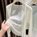 Women's Summer Korean Knit Lightweight Cardigan + Camisole + Shawl + Skirt 2026 - Black