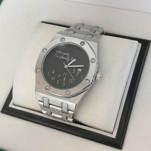 Export Cross-Border Hit Mens Watch Fashionable Formal Premium Waterproof Date Steel Band Quartz Watch Drop Ship