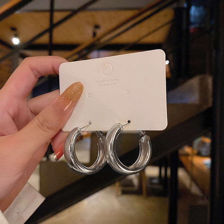 Minimalist Silver-Tone Metal Hoop Earrings - view 11