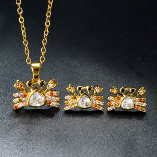 EU/US Import Colorful Crystal Small Stud Personality Animal Small Earrings Copper 18K Gold Plated Cubic Zirconia Set