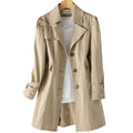 Women's Fall Korean Casual Fitted Mid-Length Long Jacket + Top 2026 - Khaki