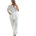 Office Casual Long Sleeve Tie-Front Cardigan + Pants + Top 2-Piece Set