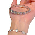 Cross-Border Hit Clover Bangle Bead Edge Cutout Design Premium Bracelet Full Diamond 10K Flower Tube Bangle Hand Jewelry Item