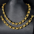 Western Italy 750 Mark Magazine Round Band String Knot Twist Band Shape Motif Necklace Bracelet Set Export Bestseller