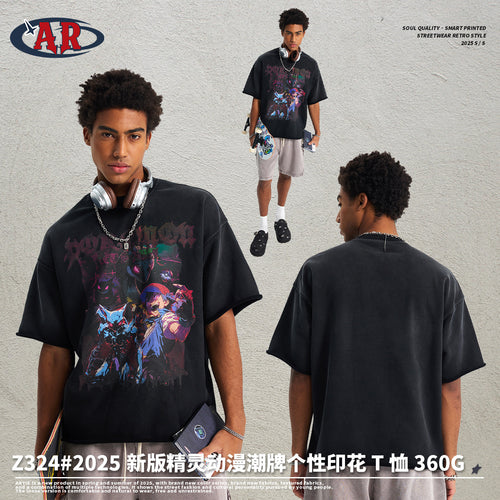 ARTIE Spring/Summer High Street Washed Distressed Printed Loose Fit T-Shirt