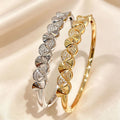 Western New Exquisite Niche Cubic Zirconia Bangle Light Luxury Premium Bride Banquet Birthday Silver Apricot Leaves Hand Jewelry Wholesale