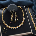 Export Accessory Stock Wholesale Bean Beaded Necklace Bracelet Set Earrings Ring 4-Piece Set Fashionable Light Luxury