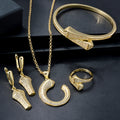 Overseas Export Western Vintage Breeze Open End Bangle Full Diamond Necklace Earrings Set Ring Bracelet Set Personality Jewelry Women Wholesale