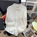 Korean Gentle Long Sleeve Lightweight Loose Cardigan + Shirt