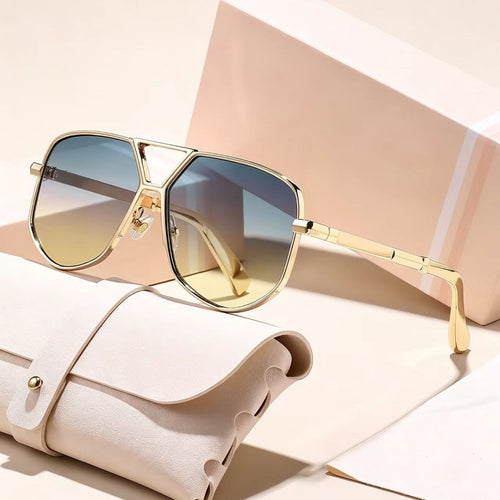 Metal Pilot Sunglasses Sun-Proof Sunshade Overseas Trendy New Western Trendy Versatile Unisex Personality Sunglasses