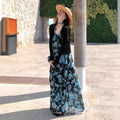 Blue Floral Camisole Beach Long Dress, Fairy Vacation