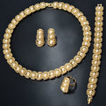 2025 New Luxury Square Cutout Set Pearl Rhinestone Necklace Earrings Bracelet Ring Set Classic Wholesale