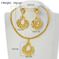 Middle East Retro Overseas Set Teardrop Type Pleated Texture Pendant Necklace Earrings Set Versatile Design Detail Bead Gem