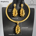 Overseas Bestseller Premium Copper Gold Plated Teardrop Striped Necklace Pendant Earrings 2-Piece Set Personality 18K Gold Women