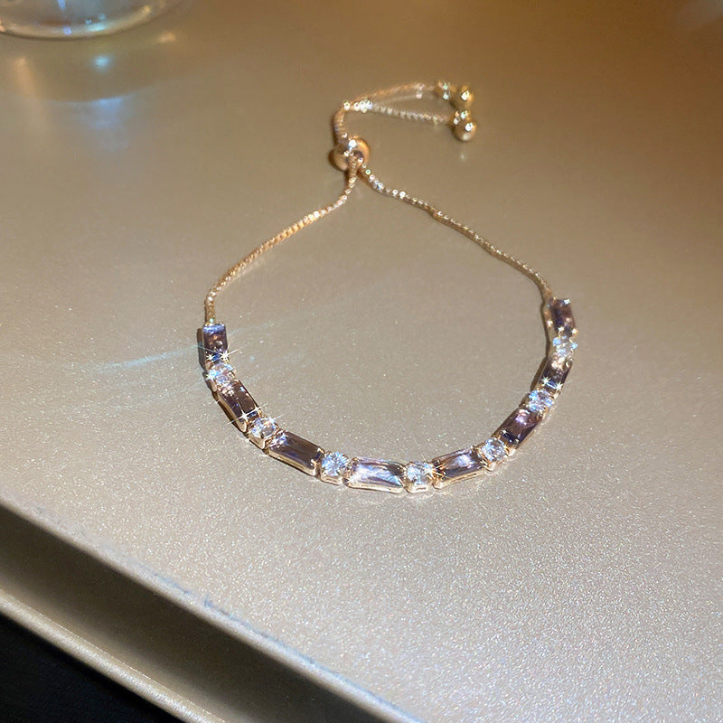 French Rhinestone Floral Adjustable Bracelet - view 11