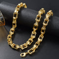 Amazon Hot Sale Western Copper Square Spliced Cuban Chain Trendsetter Personality Accessory Gold Plated Necklace Bracelet Set