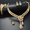 18K Gold Full Diamond Teardrop Necklace Bracelet Set Earrings Ring India Wedding Women Set Fashionable Versatile
