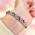 Western New Exquisite Niche Cubic Zirconia Bangle Light Luxury Premium Bride Banquet Birthday Silver Apricot Leaves Hand Jewelry Wholesale