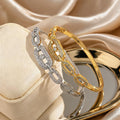 Overseas Western Chain Full Diamond Cutout Bangle Fashionable Light Luxury New Geometric Bracelet Premium Versatile Hand Jewelry