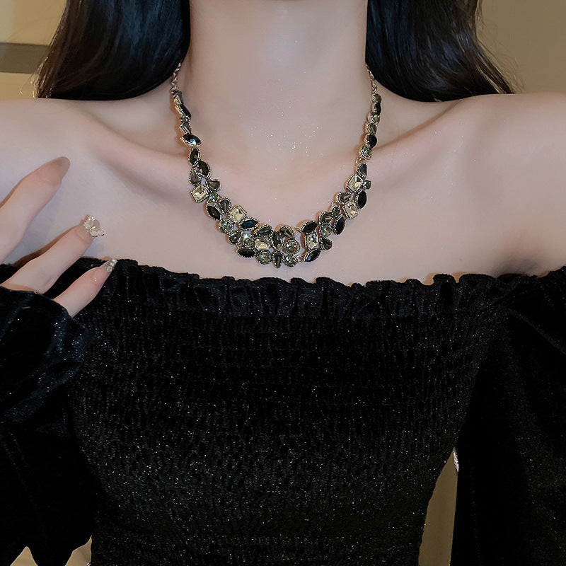 French Rhinestone Teardrop Layered Pearl Necklace - view 8