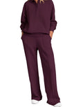 Casual Fashion Long Sleeve Lapel Collar Wide Leg Pants + Top Set