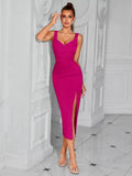 Women's Off-Shoulder Shirred Side Slit Cami Dress