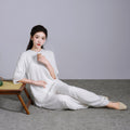 Women's Chinese Ethnic Linen Cotton Top Set 2026 | Casual Blouse - White Top