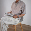 Men's Summer Linen Breathable Loose Fit Draped Short Sleeve Shirt - Cooling Comfort