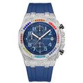 PINTIME Men Watch Colorful Crystal Rubber Berry Multifunction 6 Hand Date Watch Men Niche Waterproof Quartz Watch