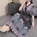 Women's Chinese French Short Sleeve V-Neck Printed Dress + Skirt 2026 - 1-1#