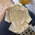 Summer Korean Casual Mesh Cotton Half Sleeve Double-Layer Lightweight Shirt