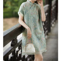 New Chinese Style Silk Cheongsam Dress with Heavy Embroidery