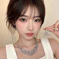 Ethiopia Fiber Profit Asia Heavy-Duty Full Diamond Teardrop Jewelry Set Wedding Banquet Luxury Necklace Light Luxury Niche Necklace Women