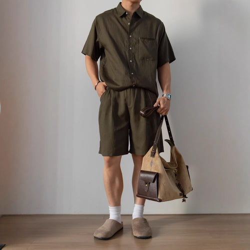 Nengmeng American Retro Lyocell Short Sleeve Set
