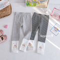 Girls' Striped Cartoon Spliced Leggings