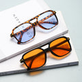 2024 New T Lettering Pair Bridge Sunglasses Square Fashionable Overseas Trendy Men Sunglasses Women Retro ins Sunglasses