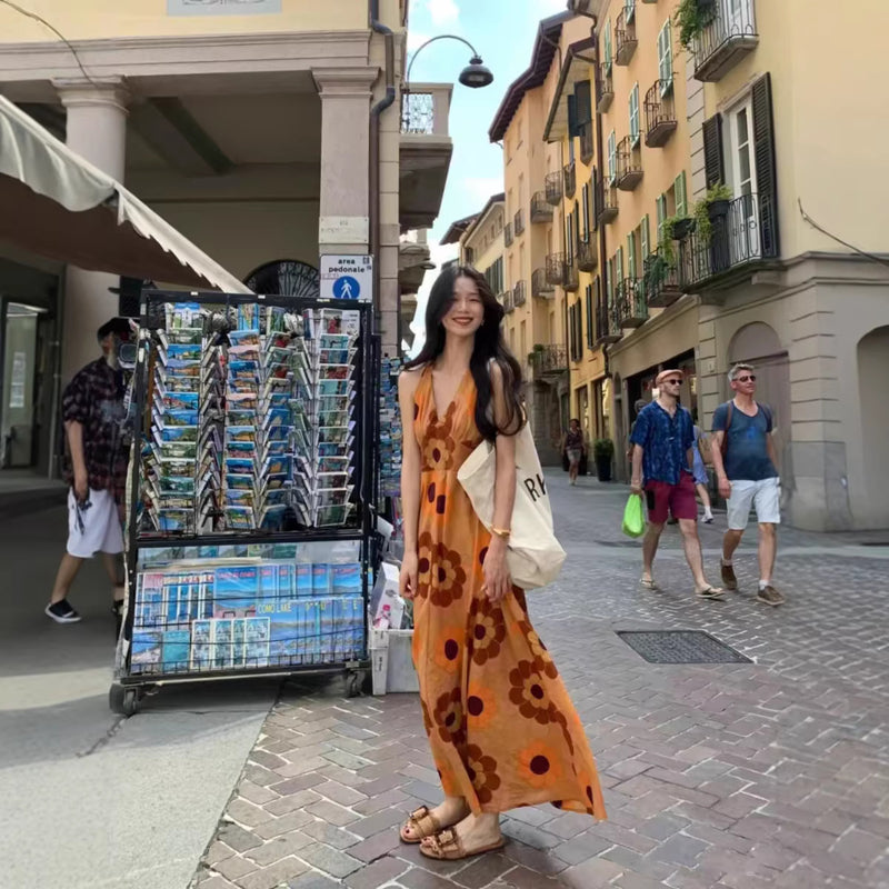 Bali Vacation Beach Long Dress, Sanya Travel Style