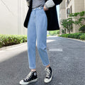 Women's White High Waist Harem Boyfriend Pants