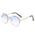 New Polygon Women Sunglasses Big Face Slender Ocean Lens Influencer Rimless Sunglasses Rimless Beveled Sunglasses
