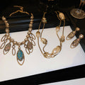 Old Dream Bead Huawei Crystal Oval Pendant Jewelry Set Light Luxury Niche Clavicle Chain Vintage Distressed Heavy-Duty Necklace
