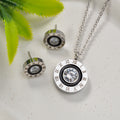 Western Exquisite Asymmetric Luxury Creative Polygon Geometric Band Shape Texture Glaze Heart Earrings Necklace Set