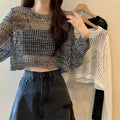 Women's Summer Trendy Hollow-Out Sun-Protection Lightweight Loose Knit Top 2026 - White