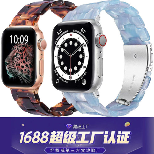 For Appleiwatch Watch Band New Import Butterfly Buckle 78 Third Gen 3 Bead Clear Apple Resin Band