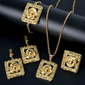Western Bestseller Overseas 18K Gold Cutout 3 Petal Flower Necklace Bracelet Set Earrings Ring Versatile Women Jewelry Set