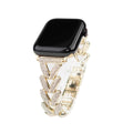 Tweed Style Rhinestone V Lettering Heart Band Fits Apple watch8-1 Third Gen Metal Apple Band