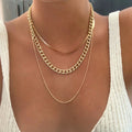 EU/US Import Accessory Simple Punk Breeze Chunky Chain Stripe Neck Choker Creative Snake Chain Set Necklace Women N6301