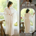 菲韵缎面长款系带性感睡袍女多色喇叭袖轻奢新娘晨袍家居服1103